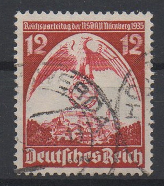 Michel Nr. 587 I, Reichsparteitag gestempelt, geprüft BPP.